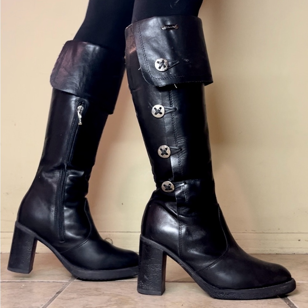 Pajar Black Heeled Boots with Buckle Details